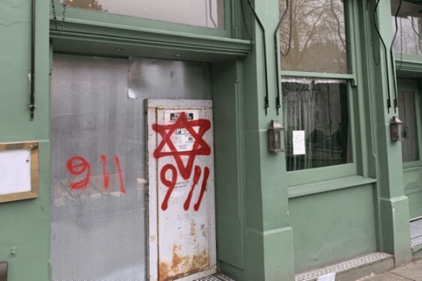 Sokağa Yahudi karşıtı graffitiler çizildi