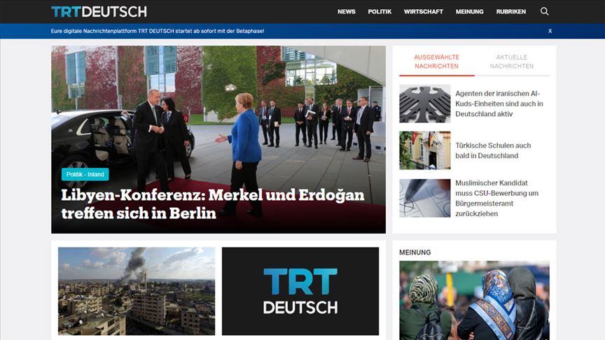 Almanca dijital haber platformu TRT Deutsch test yayınında