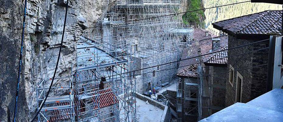 Sümela Manastırı’ndaki restorasyon çalışmaları devam ediyor