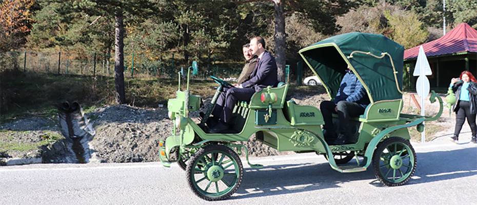 Abant’ta kullanılacak elektrikli faytonun deneme sürüşü yapıldı