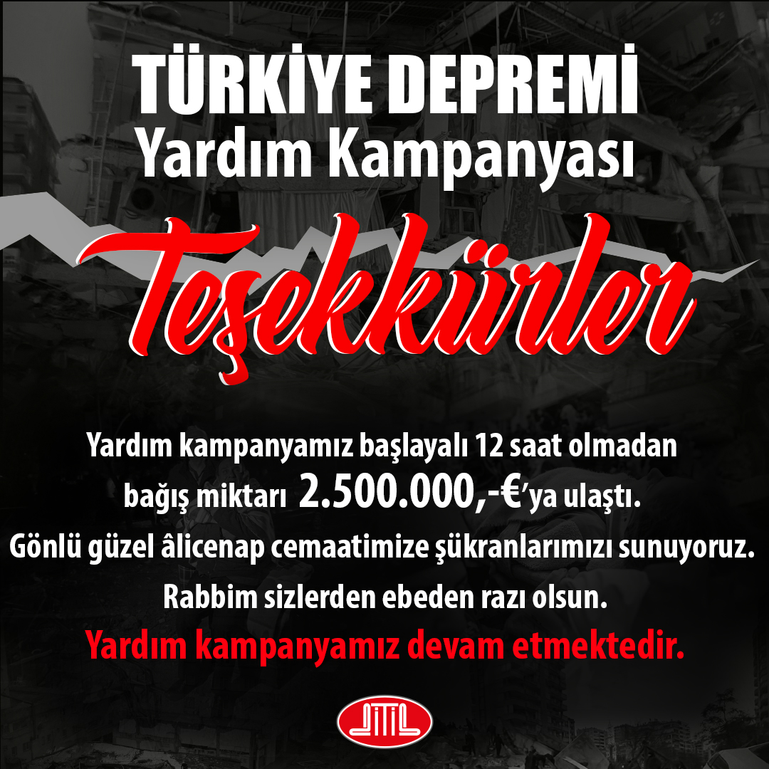 DİTİB’in Yardım Kampanyası 12 saatte 2,5 milyon Euro’ya ulaştı