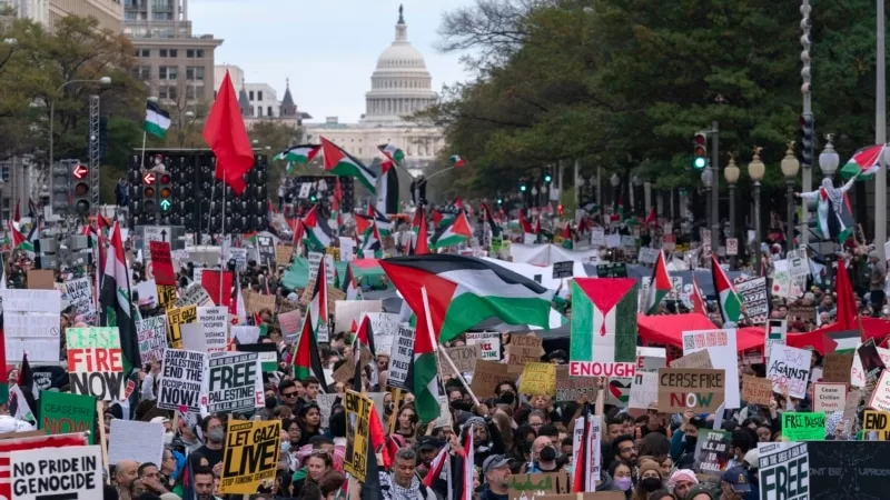 ABD’nin başkentinde ”Filistin’e Özgürlük” mitingine binlerce kişi katıldı