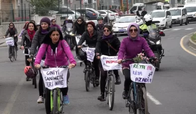 Diyarbakır’da kadınlar şiddete dikkat çekmek için pedal çevirdi