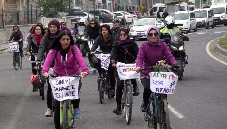 Diyarbakır’da kadınlar şiddete dikkat çekmek için pedal çevirdi