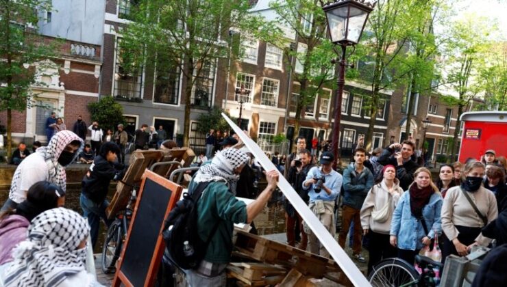 Amsterdam’daki Filistin yanlısı protesto, öğrenci mitinginin durdurulmasının ardından şiddete dönüştü