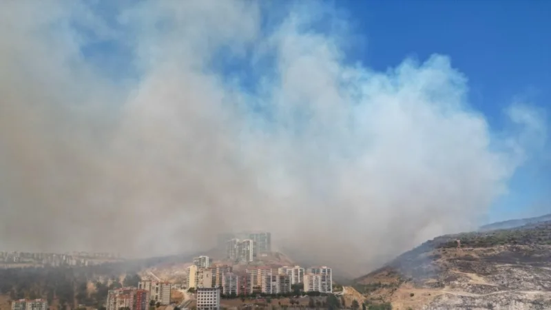 İzmir’de yangın sürüyor rüzgar müdahaleyi zorlaştırıyor