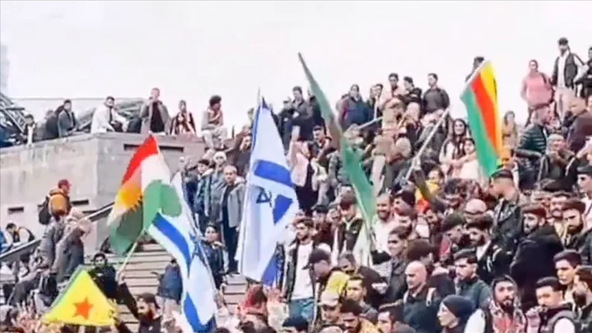 PKK yandaşlarının eyleminde İsrail bayrağı açıldı