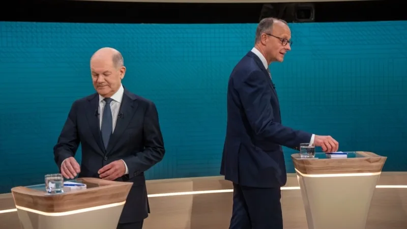 Almanya’da seçim öncesi başbakan adayları Scholz ve Merz televizyonda karşı karşıya geldi