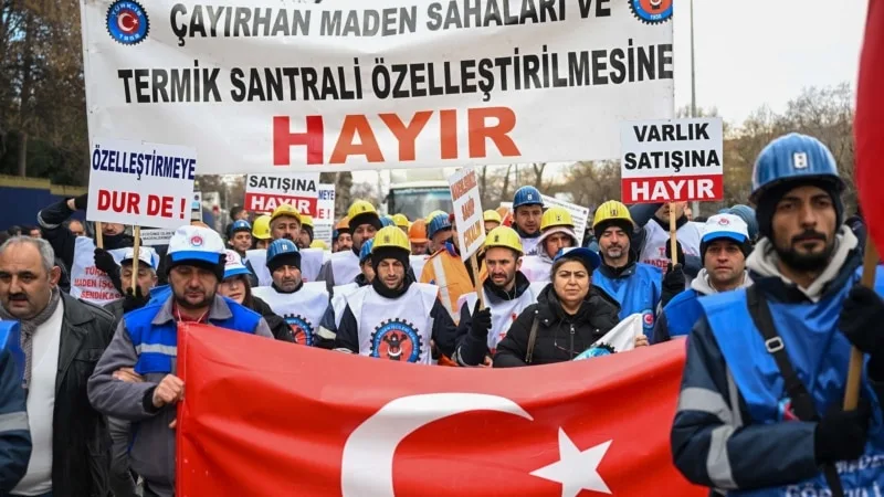 Çayırhan maden işçileri özelleştirme kararından vazgeçilmesi için direniyor