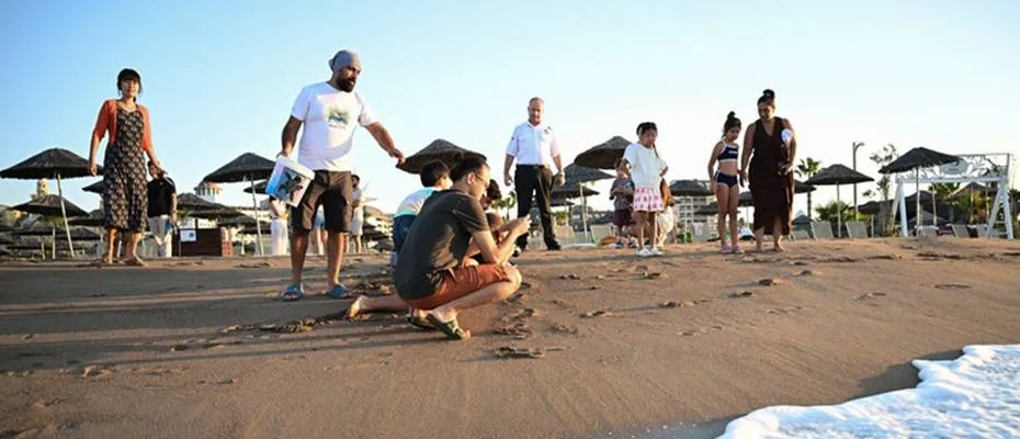Antalya’da caretta caretta yavruları denizle buluştu