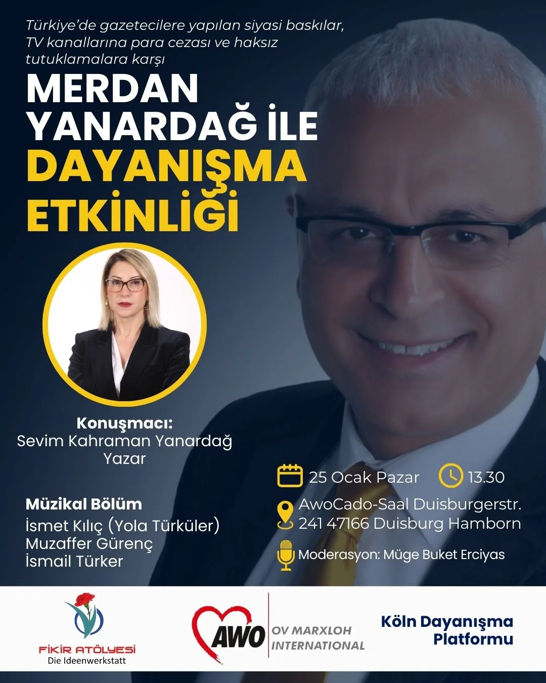 Almanya’da Merdan Yanardağ İçin Dayanışma Buluşması