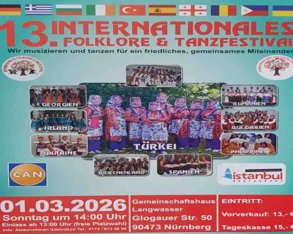 Nürnberg’de 13. Uluslararası Folklor Şenliği Büyük Coşkuyla Düzenleniyor