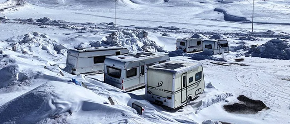 Erciyes, karavanlı kayakseverlerin yeni gözdesi oldu