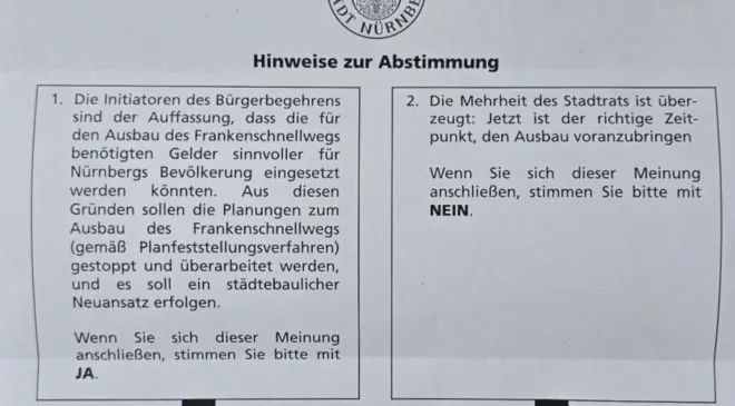 Nürnberg’de Frankenschnellweg Referandumu İçin Oy Verme Süreci Başladı