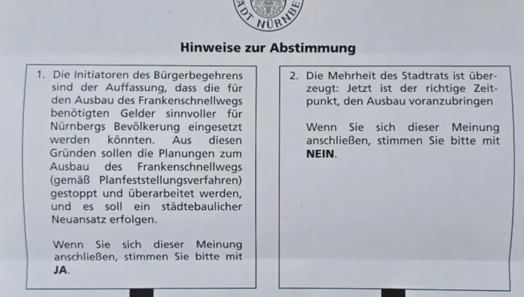 Nürnberg’de Frankenschnellweg Referandumu İçin Oy Verme Süreci Başladı